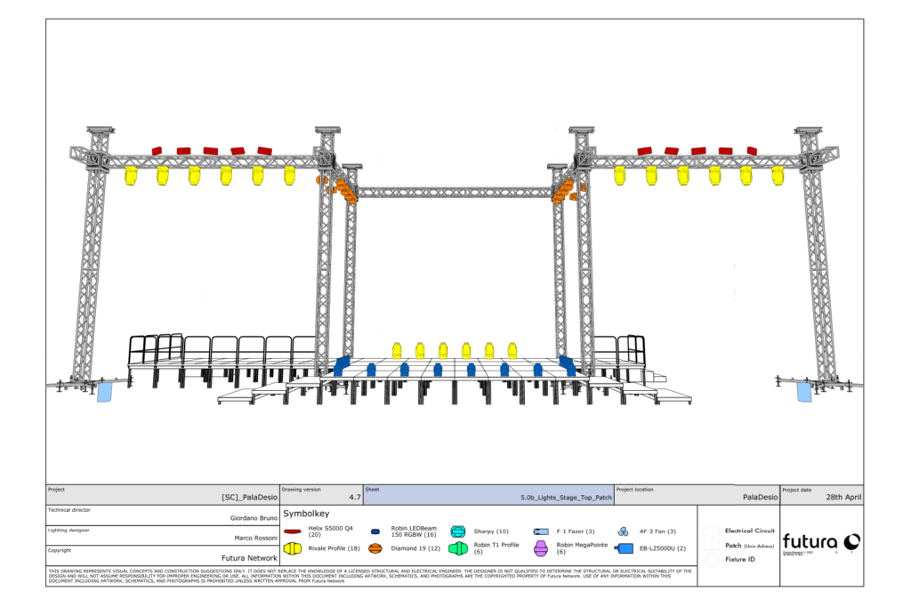 Disegno Tecnico di un Set Luci per Palco