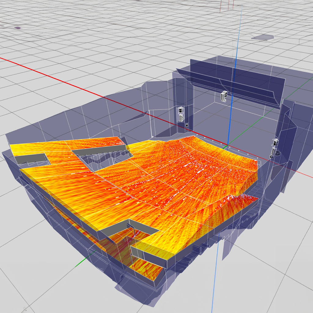 software di simulazione in grado di ricreare l’ambiente sonoro in uno spazio preciso, seguendo un progetto 3d della location scelta per studiare nel modo più fedele possibile